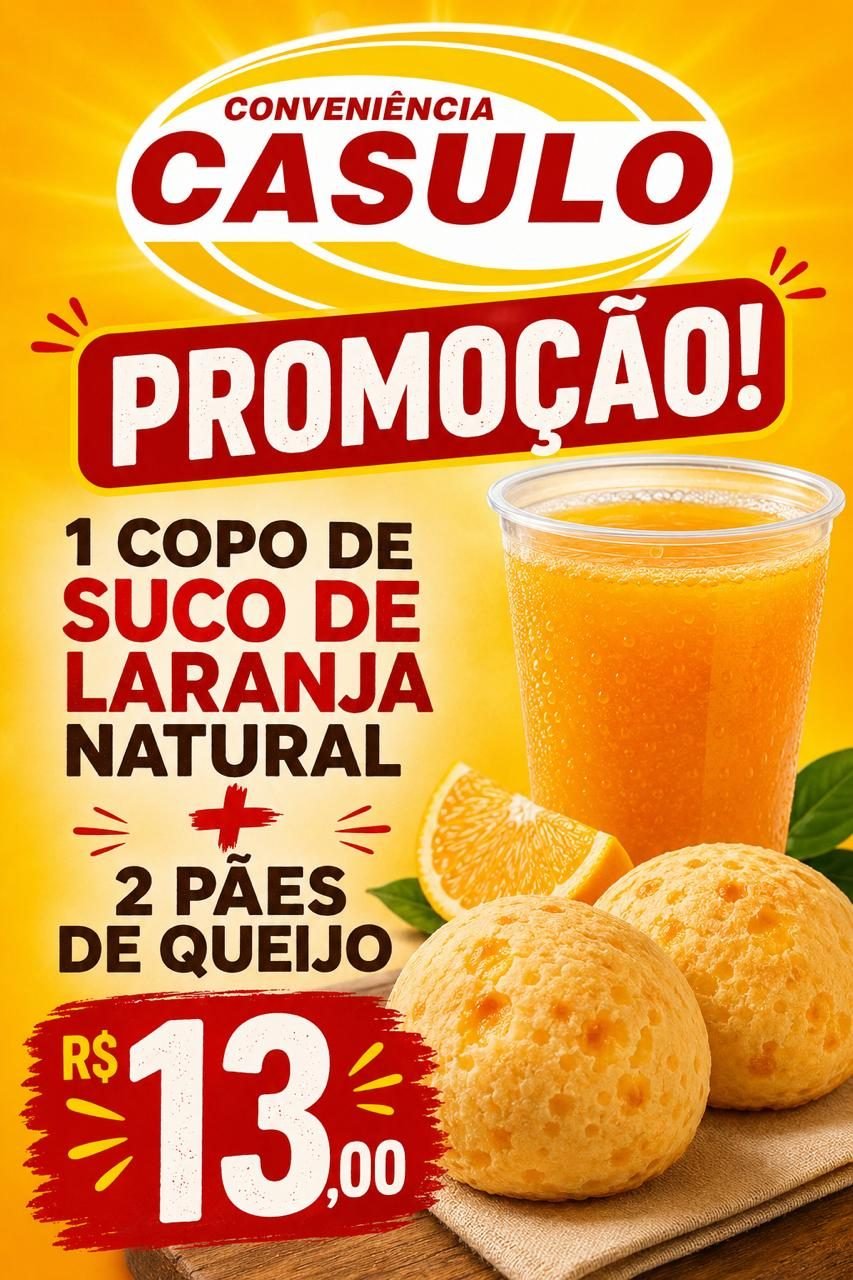 Suco de laranja natural + 2 pães de queijo